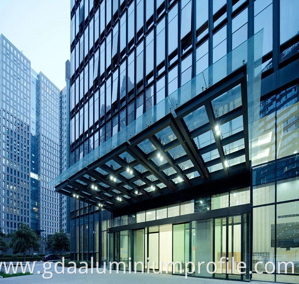 Commercial Buildings Exposed Aluminum Frame Profile Stick Glass Curtain Walls JIHUA Project Sample